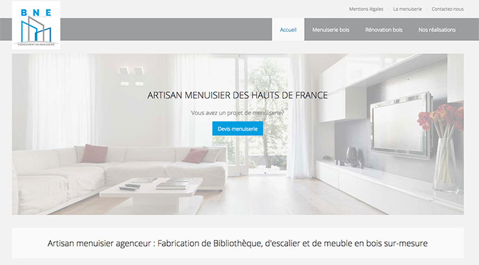La page d'accueil du site internet Artisan BNE