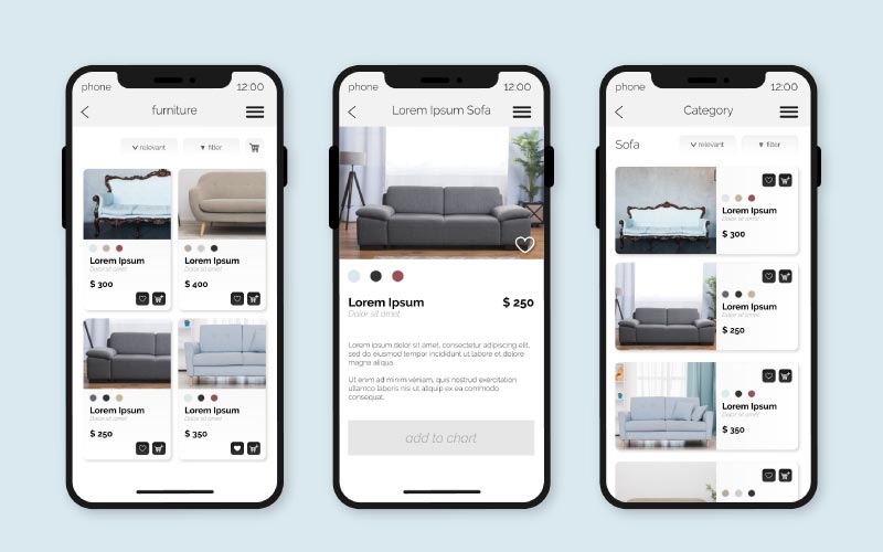 3 iphones sur un site responsive