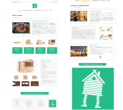 Image avec des copies d'écrans des pages web su site flexihut