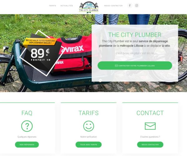 Page d'accueil du site d'un artisan plombier