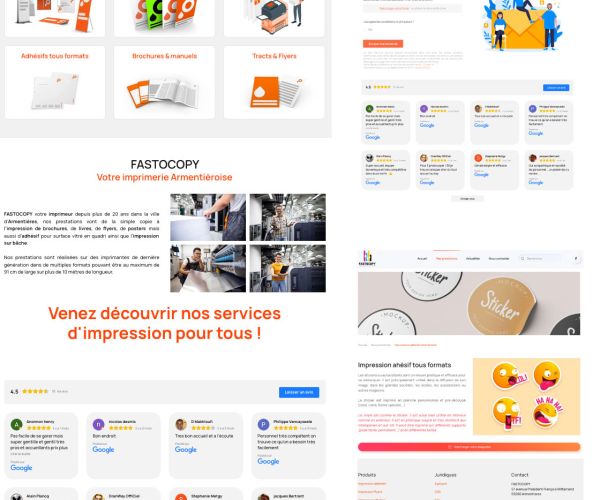 Image de plusieurs page du site d'imprimeur FAstoCopy