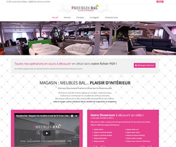 Page d'accueil du site vitrine meubles Bal