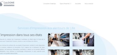Coipe d'écran de la page d'accueil du site Imprimerie Caloone près de Lille