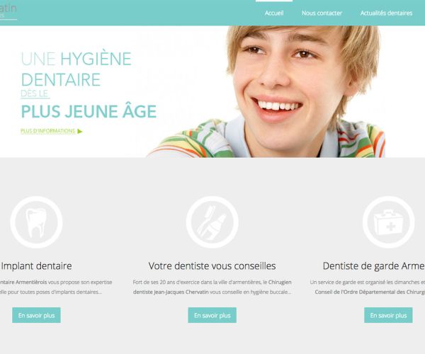 Page d'accueil site internet chirurgien-dentiste