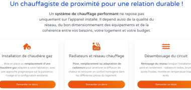 Capture d'écran extraite d'une page du site du plombier DS Sani Chauff à La Gorgue