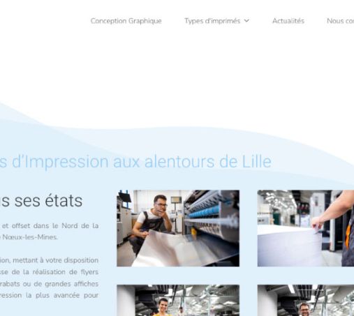 Coipe d'écran de la page d'accueil du site Imprimerie Caloone près de Lille