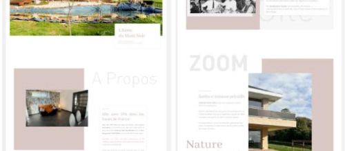 Mise en page de plusieurs copies d'écrans du site du gîte avec spa au mont noir