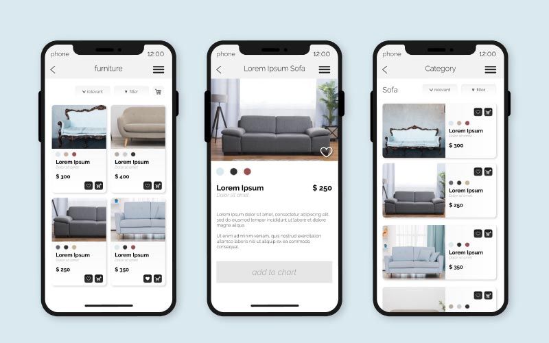 3 iphones sur un site responsive