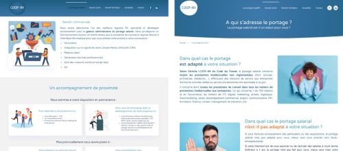 Copie d'écrans du site de portage salarial à Marc-en-Baroeul Coop-RH