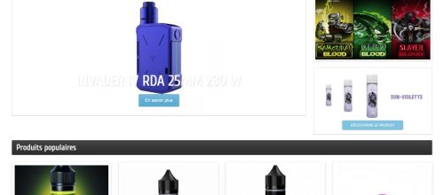 Page d'accueil du site e-commerce jcvap