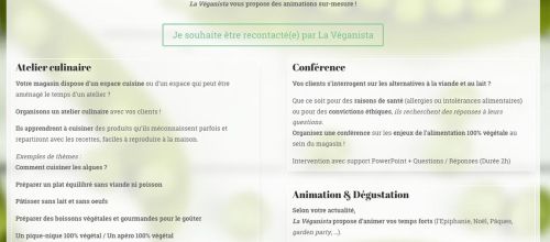 Page entreprise du site La Véganista