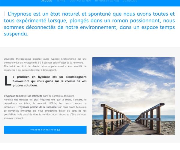 Page d'accueil site internet François Depuydt praticien en hypnose