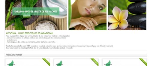 Page d'accueil du site prestashop Antafirma