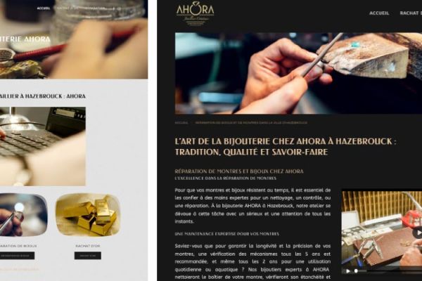 Capture d'écran site de la bijouterie Ahora à Hazebrouck