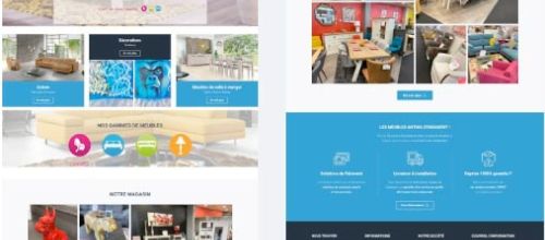 Mise en page de plusieurs copies d'écrans du site du magasin de meubles Antika Armentières