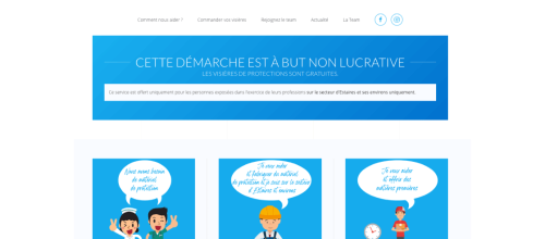 Copie d'écran du site visières solidaires