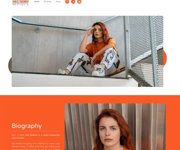 Page d'accueil du site officiel d'artiste Nell Widmer