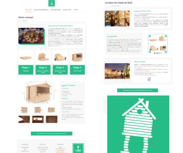 Image avec des copies d'écrans des pages web su site flexihut