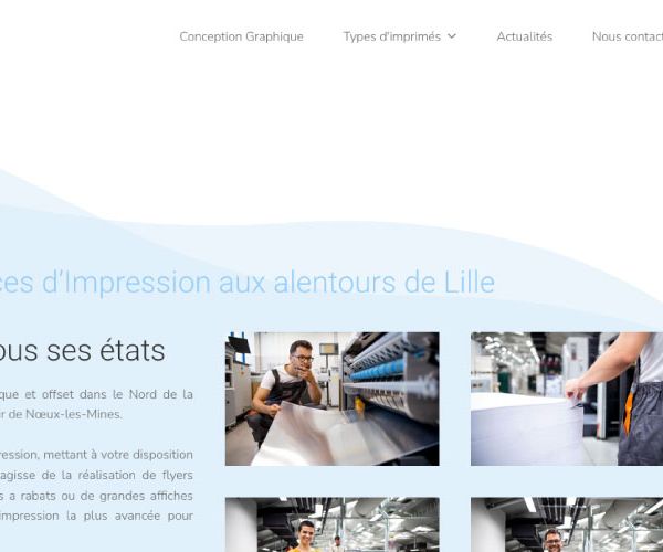 Coipe d'écran de la page d'accueil du site Imprimerie Caloone près de Lille