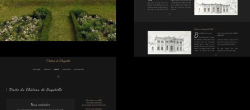 Image de plusieurs page du site du château de bagatelle