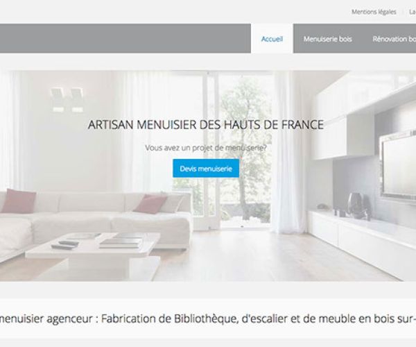 La page d'accueil du site internet Artisan BNE