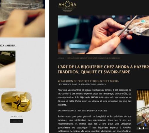 Capture d'écran site de la bijouterie Ahora à Hazebrouck