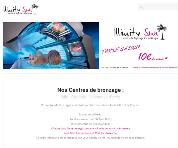 Création de site vitrine centre de bronzage illimity sun