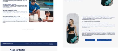 Image de plusieurs page du site formation coach