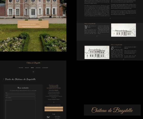 Image de plusieurs page du site du château de bagatelle