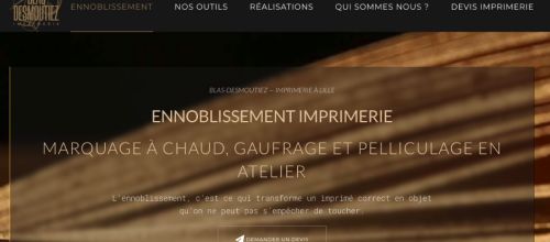 Copie d'écran haut de page site imprimeur haut de gamme à Lille Blas Desmoutiez