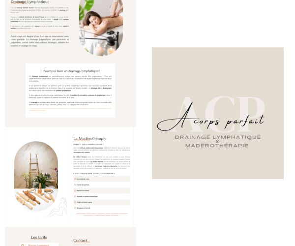 Mise en page de plusieurs copies d'écrans du site a corps parfait