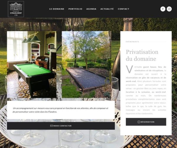 Page d'accueil du site domaine ingelshof