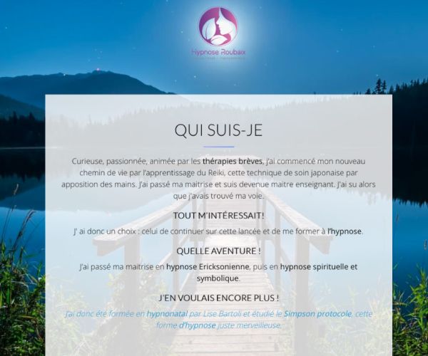 Image de la page d'accueil du site du cabinet d'hypnose à roubaix