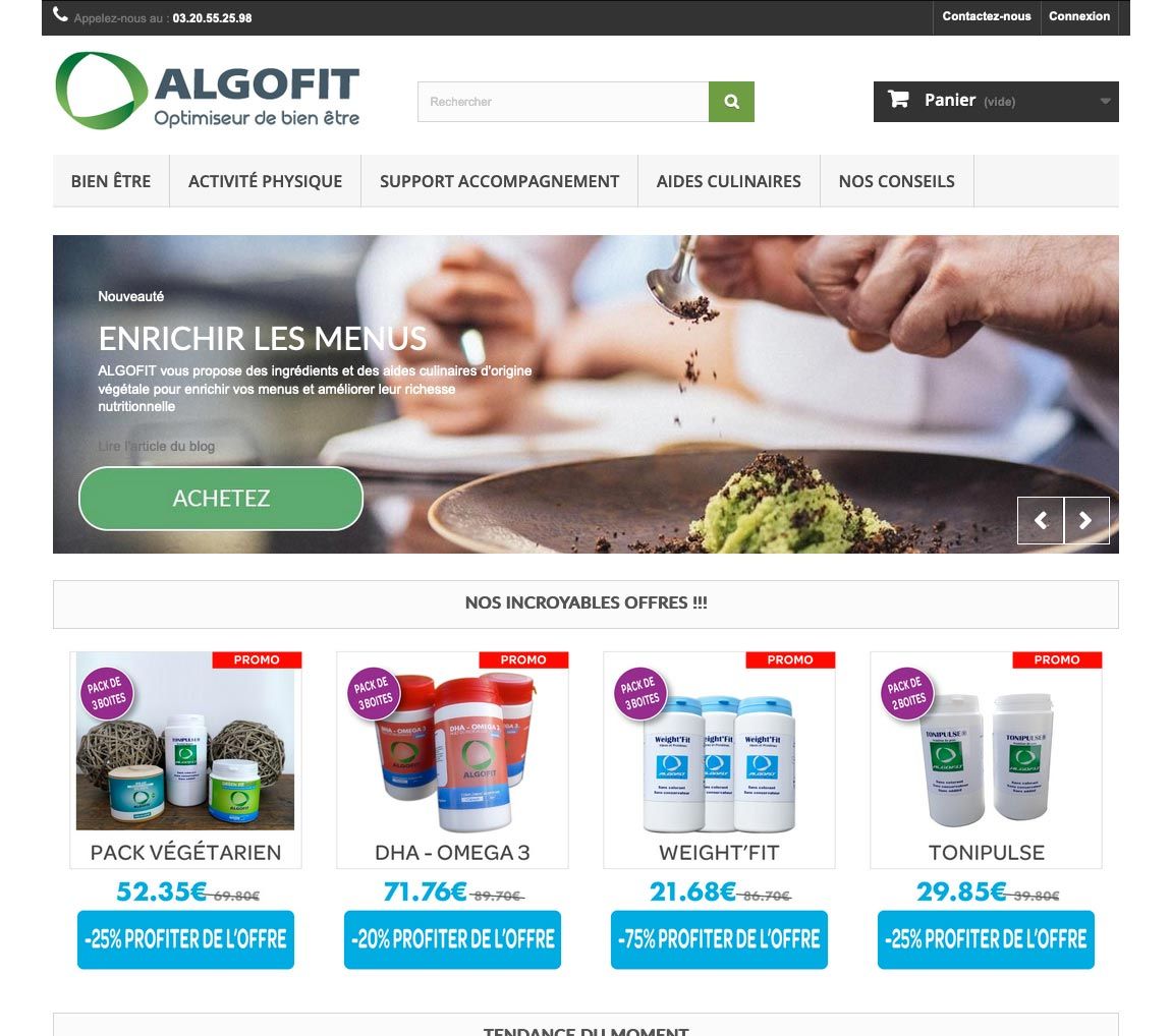 Page d'accueil Algofit