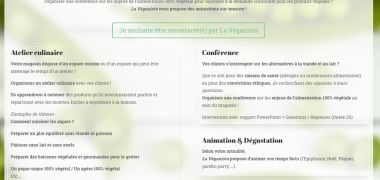 Page entreprise du site La Véganista