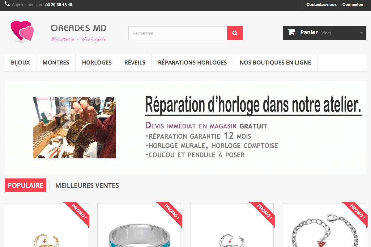 site e-commerce bijouterie oreades