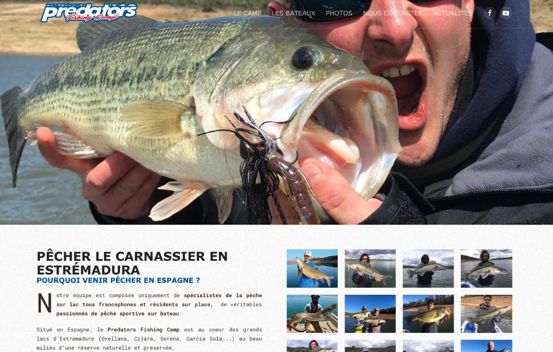 Image de la page d'accueil du site predators fishing camp