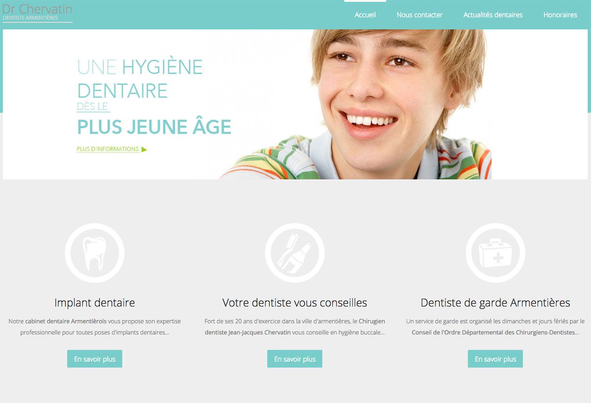 Page d'accueil site internet chirurgien-dentiste