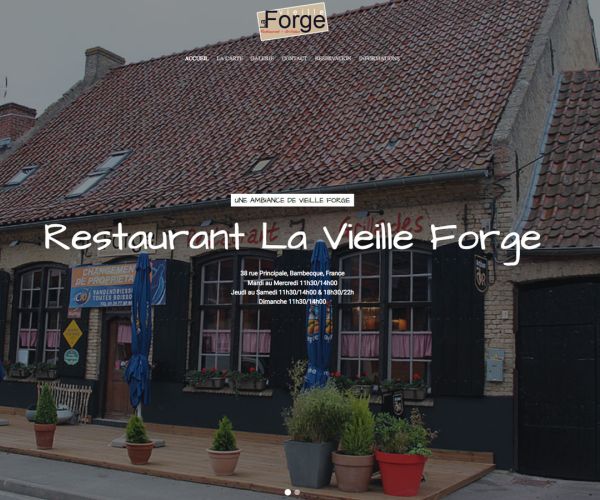 Image du haut de la page d'accueil du site du restaurant la vieille forge