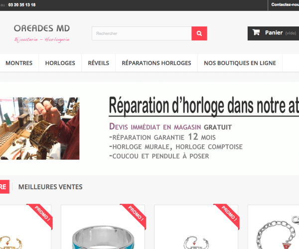 site e-commerce bijouterie oreades