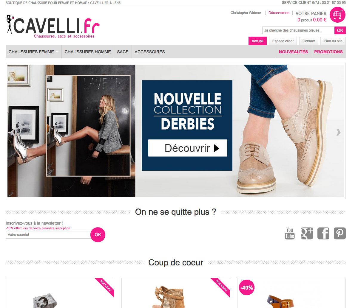 Page d'accueil du site prestashop cavelli.fr