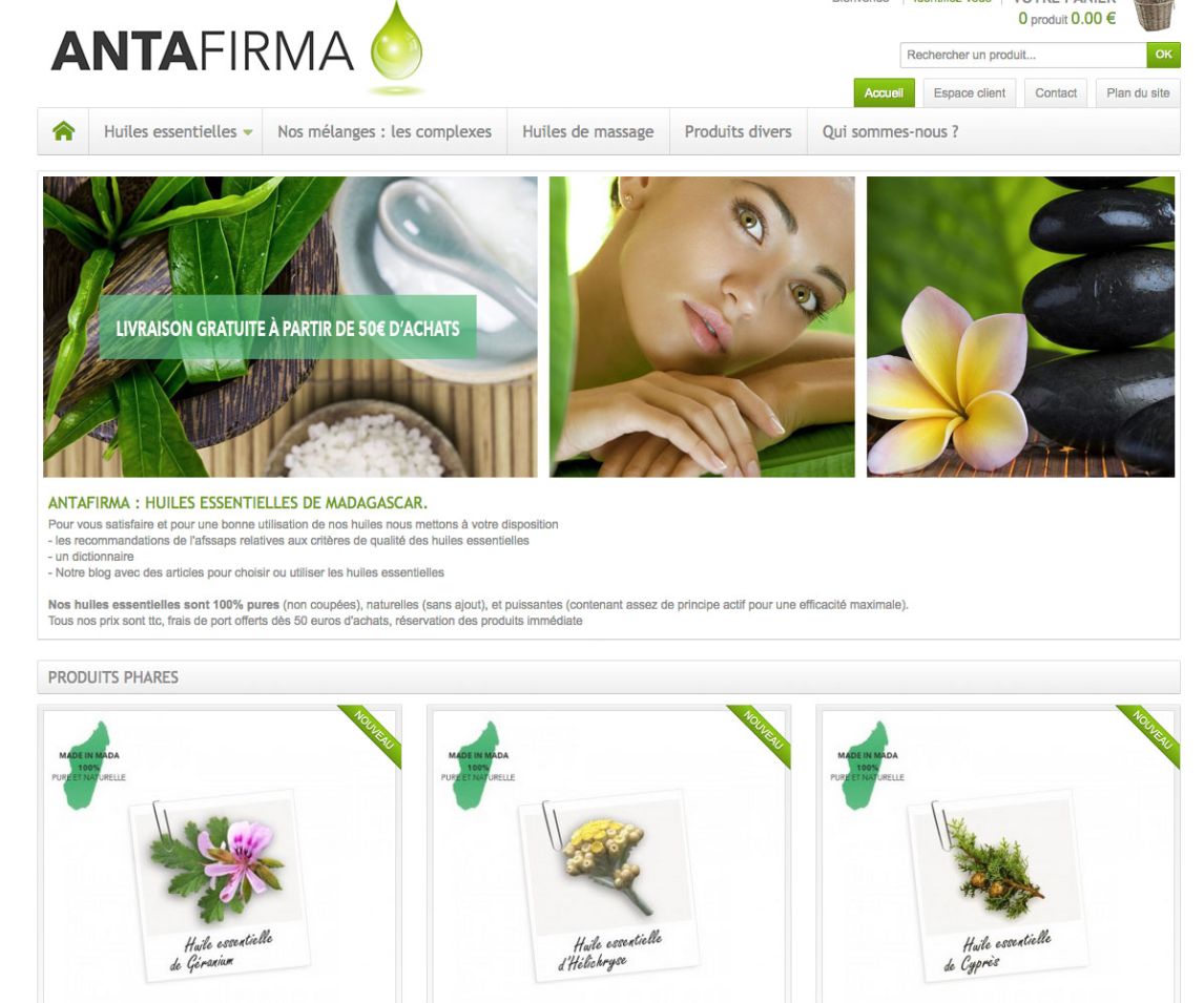 Page d'accueil site Antafirma