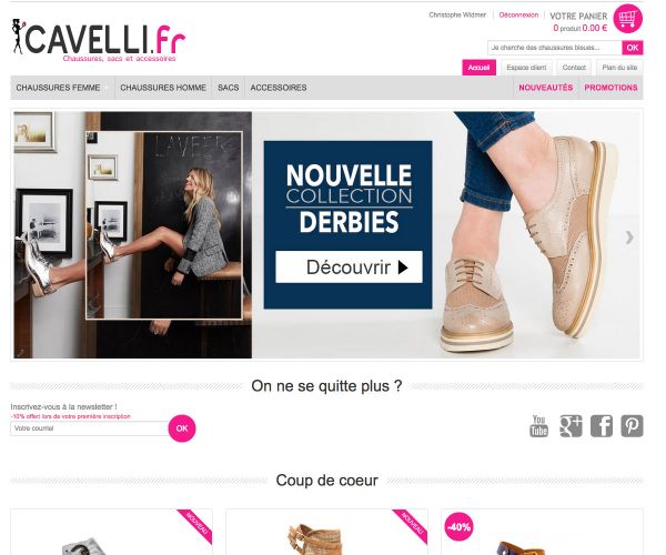 Page d'accueil du site prestashop cavelli.fr