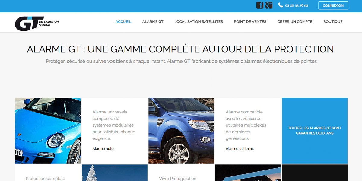 site web vitrine pour la société GT Distribution France