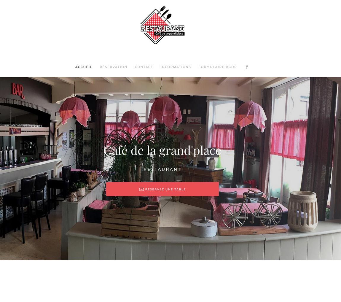 Page d'accueil site internet restaurant Belge